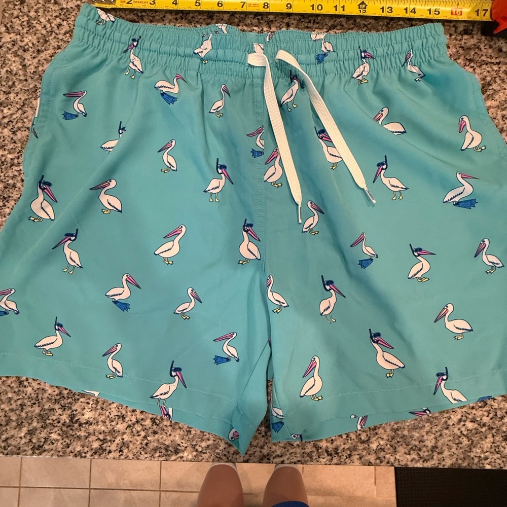 Chubbies Teal Pelican Print Swim Shorts